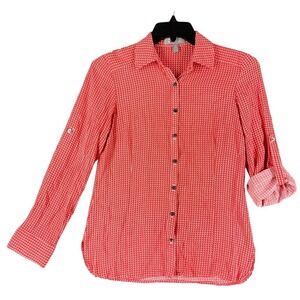 Trina Stephens‎ Shirt Size XS Red Button-Down Chore Cottagecore Country Coastal